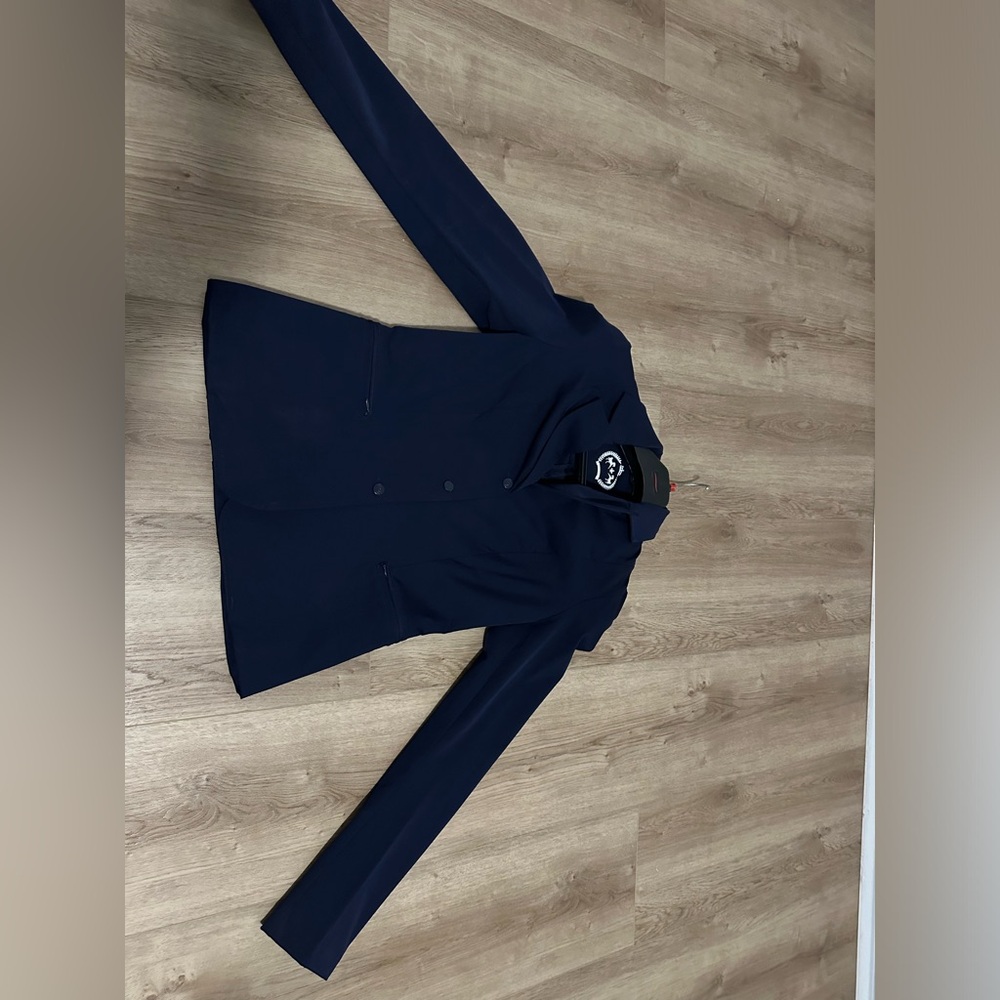 Equine Couture Triumph Show Coat Womens Sz S Navy Blue Stretch Equestrian Jacket